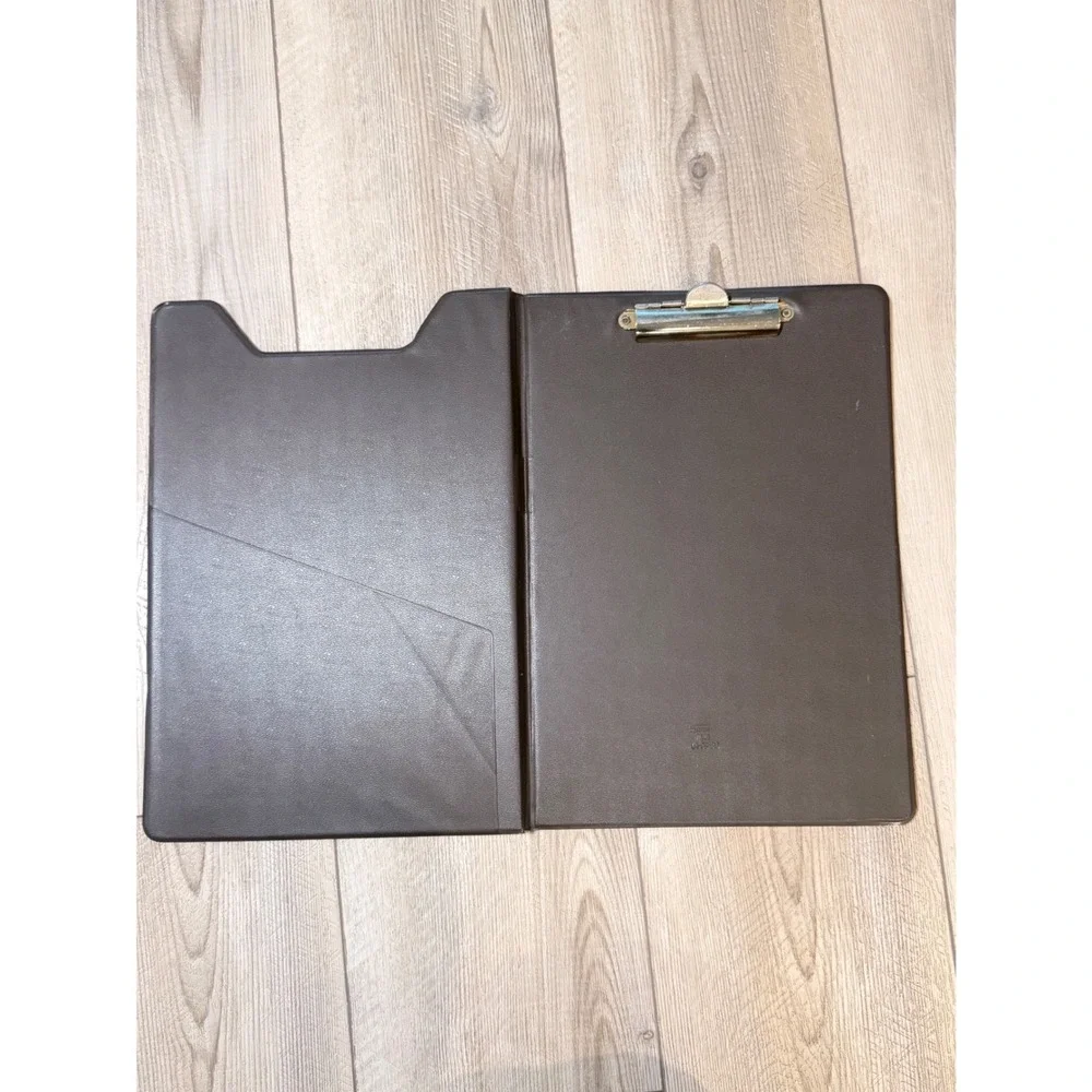 Vintage Samsill 71014 Brown Leather Notepad Folder Brass Corner Legal Pad Holder